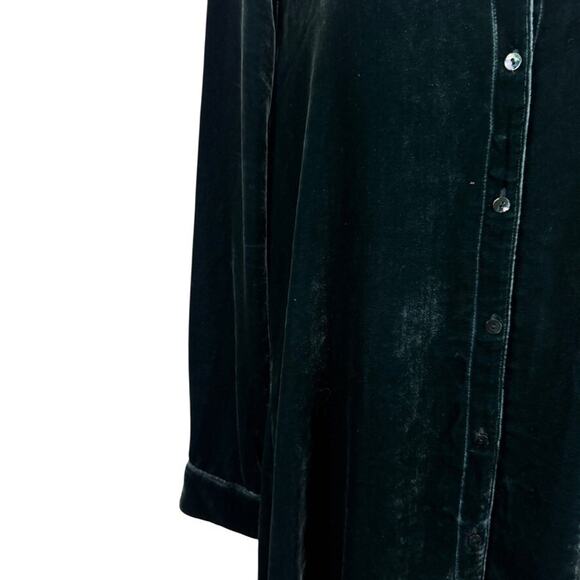 Eileen Fisher Velvet Long Sleeve Button Up Silk Blend Shirt Style Dress sz M - Picture 6 of 16